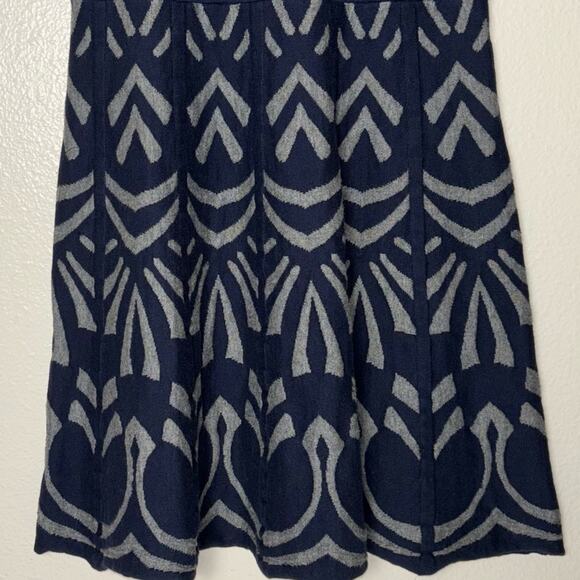 eci Sweater Dress Short Sleeve Fit & Flare Navy Blue Gray Mini Women's Medium - Picture 12 of 16